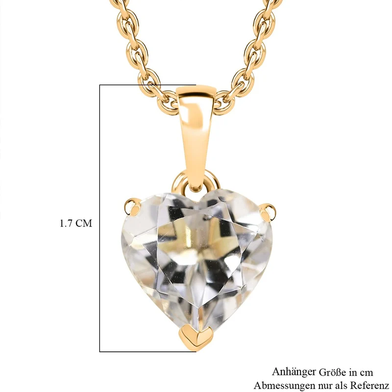 AA Prasiolite Anhänger mit Kette (ca. 50 cm), 925 Silber 750 Gelb Vergoldet und 316L Edelstahl 750 Gelb Vergoldet ca. 1.00 ct