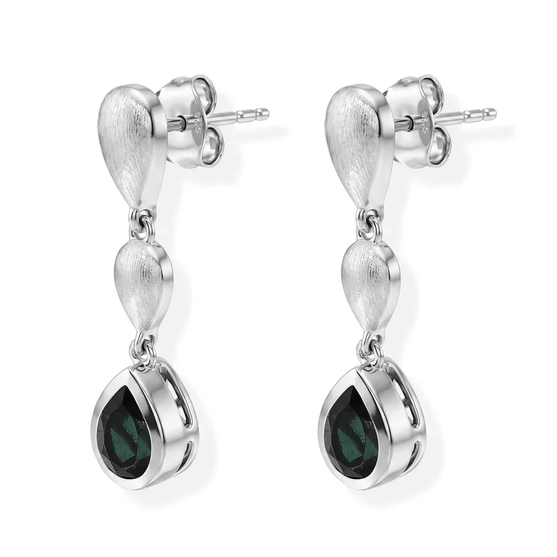 D'Joy Alexandrit Quarz Triplette Ohrringe 925 Silber Platiniert ca. 1,76 ct.