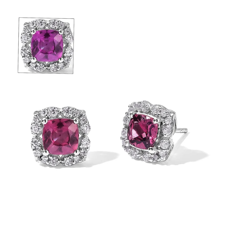 D'Joy AA Farbwechsel Granat, Moissanit Ohrringe 925 Silber Rhodiniert ca. 2,32 ct. (8-13 Werktage Lieferzeit)