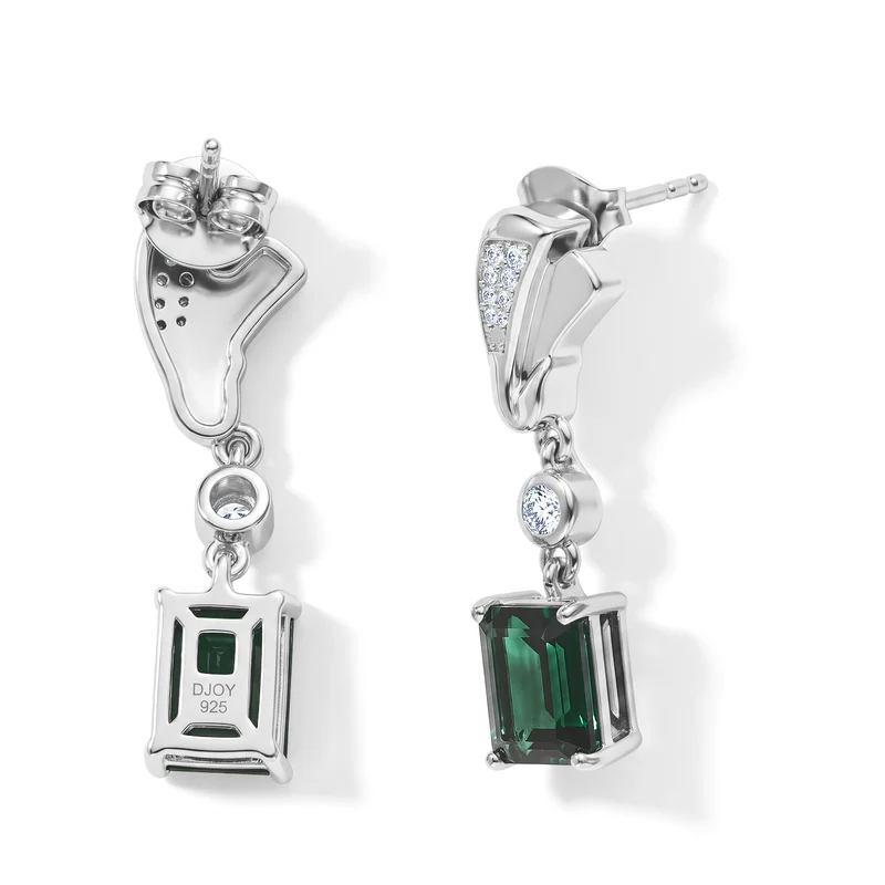 D'Joy Alexandrit Quarz Triplette, Weißer Zirkon Ohrringe 925 Silber Platiniert ca. 4.03 ct