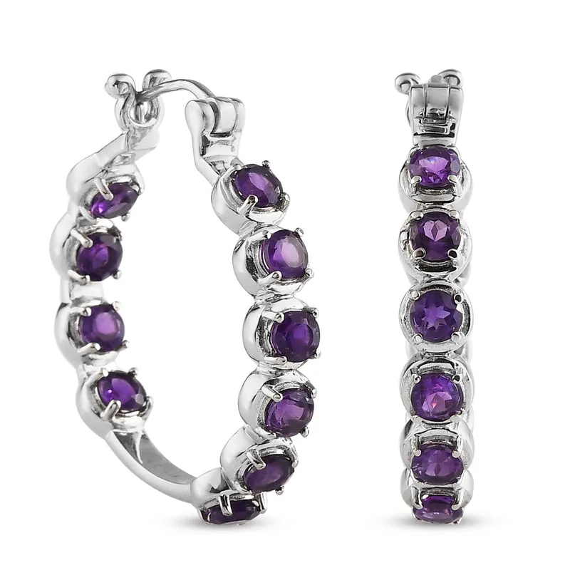 Afrikanische Amethyst-Creolen, Edelstahl ca. 4,78 ct