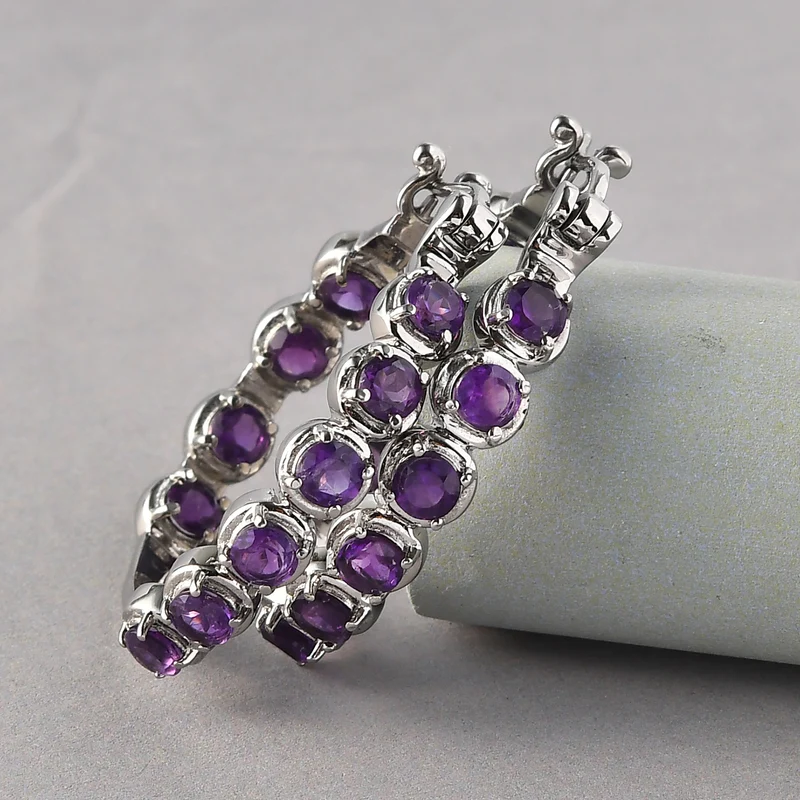 Afrikanische Amethyst-Creolen, Edelstahl ca. 4,78 ct