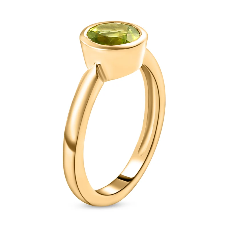 2-er Set Natürlicher Peridot-Ring und Anhänger, 925 Silber vergoldet ca. 2,63 ct