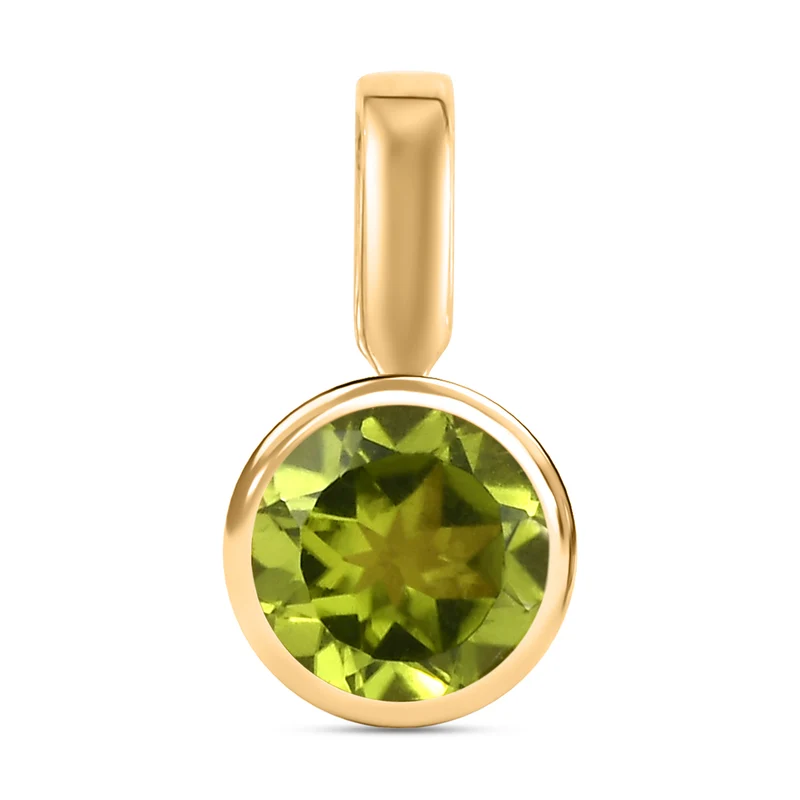 2-er Set Natürlicher Peridot-Ring und Anhänger, 925 Silber vergoldet ca. 2,63 ct