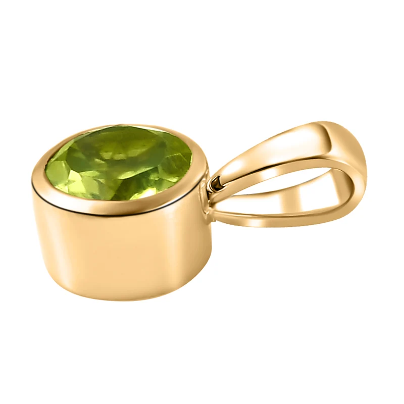 2-er Set Natürlicher Peridot-Ring und Anhänger, 925 Silber vergoldet ca. 2,63 ct