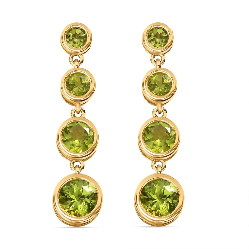 Natürliche Peridot Ohrringe 925 Silber vergoldet ca. 3.67 ct