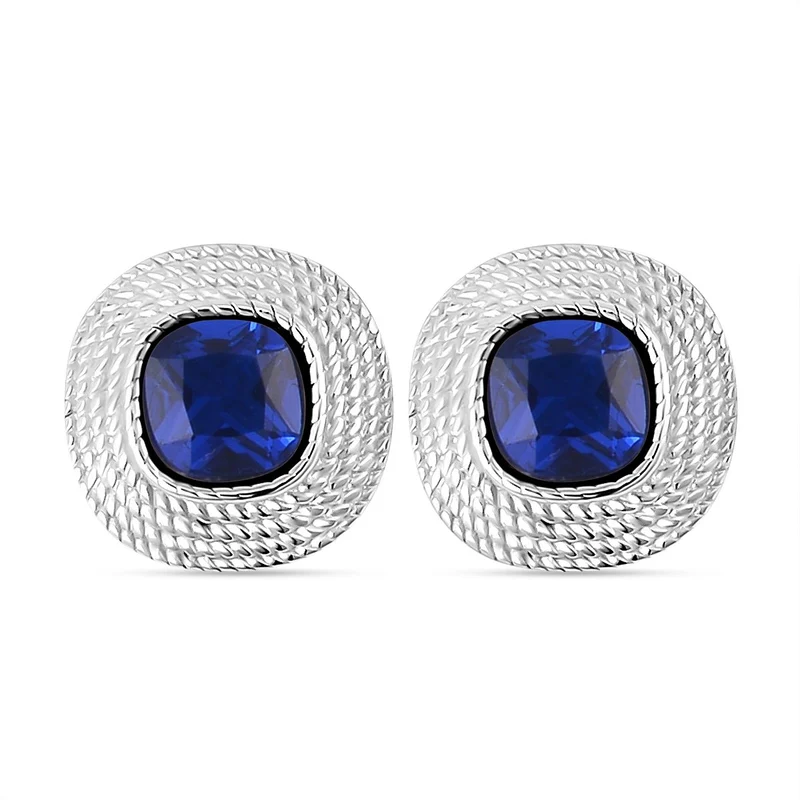 Tansanit Zirkonia Ohrringe, Reiner Edelstahl, ca. 7.50 ct