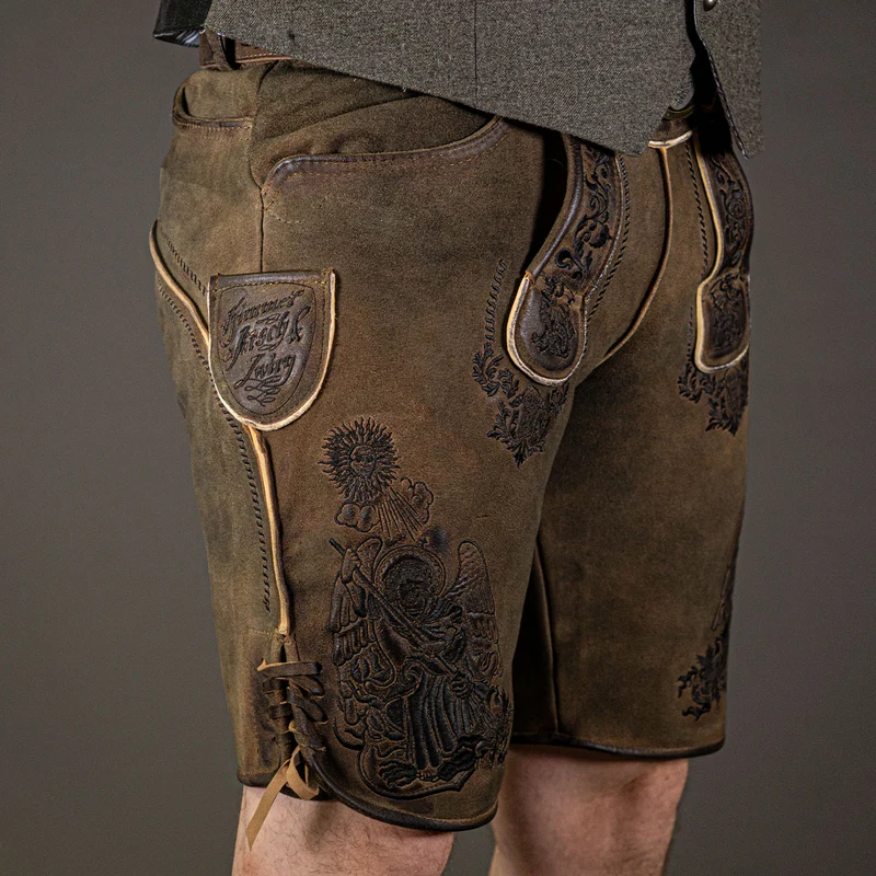 Himmel Arsch und Zwirn Lederhose St. Virtus Rustik Panther Schwarz