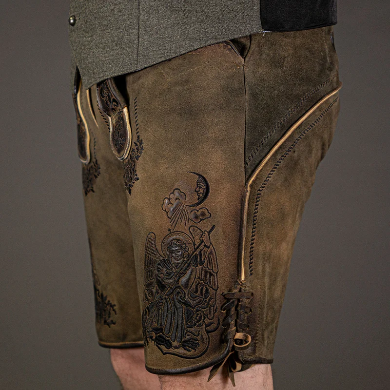 Himmel Arsch und Zwirn Lederhose St. Virtus Rustik Panther Schwarz