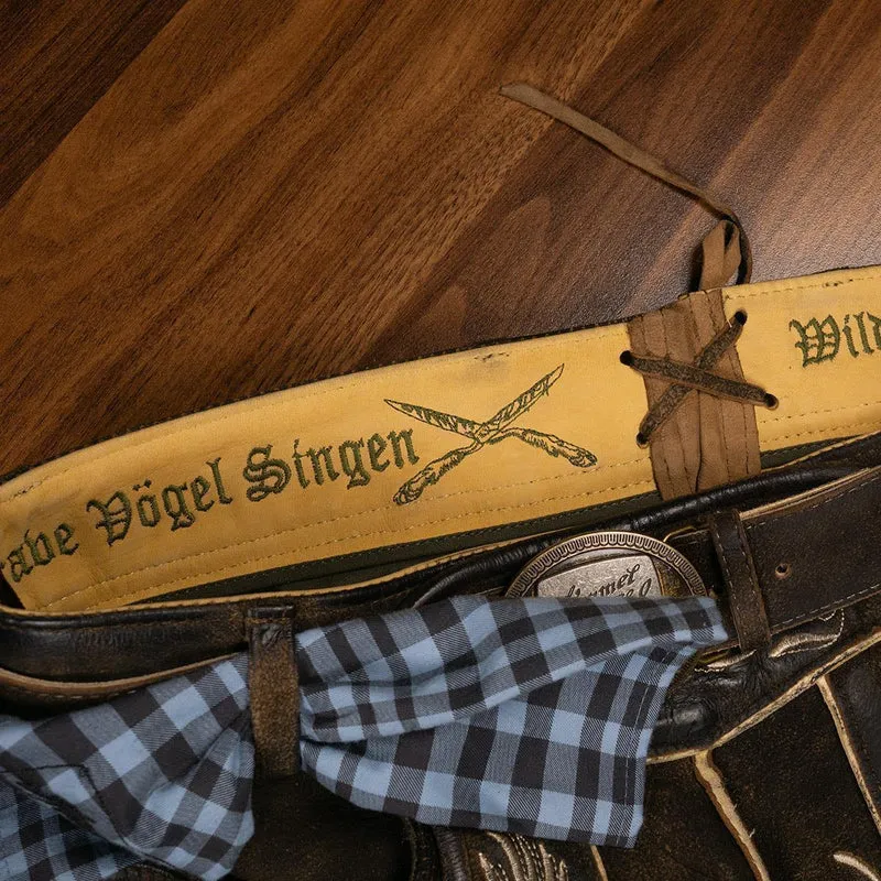 Himmel Arsch und Zwirn Lederhose Sonntagshose Rustik Tabak Champagne