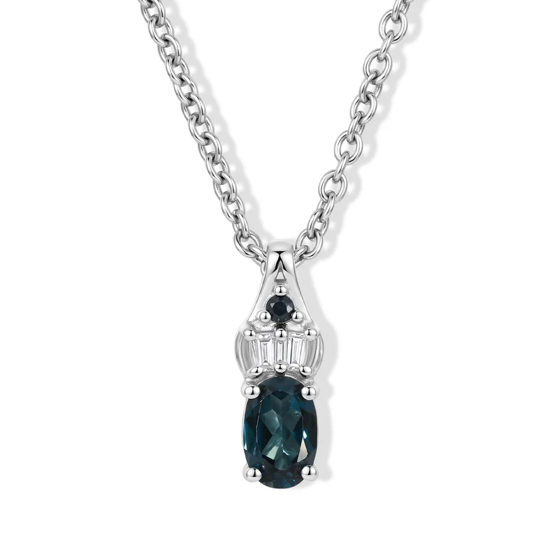 EVER TRUE 2er Set - London Blau Topas Anhänger mit Kette und Ring, ca. 50 cm (Größe 20.00) ca. 1.27 ct