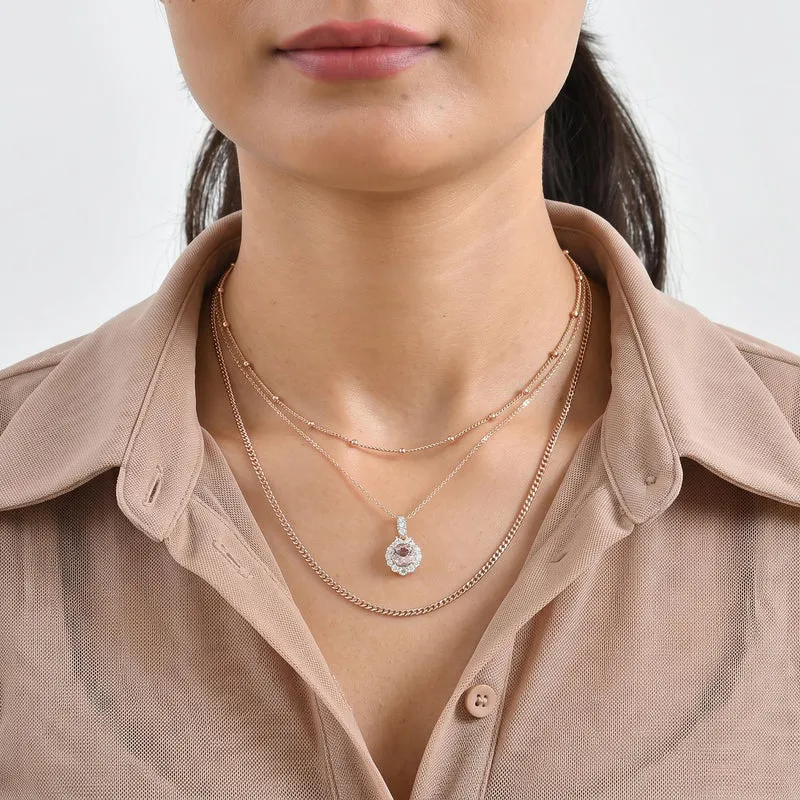 D'Joy AA Rosa Morganit, Moissanit Schmuckset ca. 45 cm 925 Silber 750 Roségold vermeil ca. 1,67 ct.