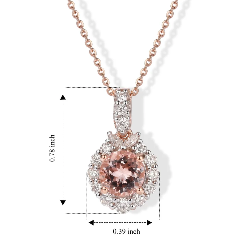 D'Joy AA Rosa Morganit, Moissanit Schmuckset ca. 45 cm 925 Silber 750 Roségold vermeil ca. 1,67 ct.