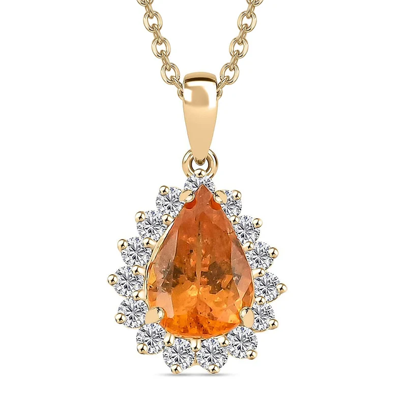 LUXORO AAA Fanta-Granat, Weißer Diamant Schmuckset (8-13 Werktage Lieferzeit) ca. 45 cm ca. 1.71 ct