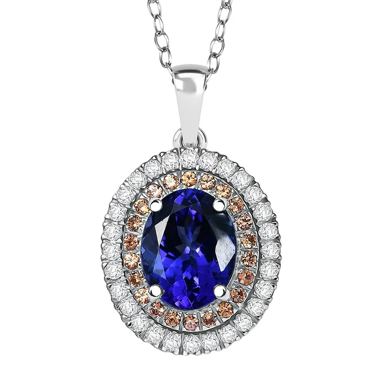 Rhapsody AAAA Tansanit, Weißer Diamant Schmuckset ca. 50 cm ca. 2,98 ct. (7-12 Werktage Lieferzeit)