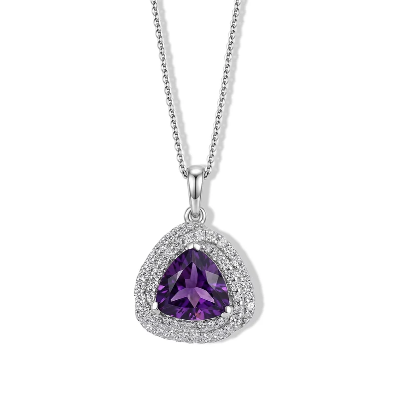D'Joy AA Sambischer Amethyst, Moissanit Schmuckset (7-12 Werktage Lieferzeit) ca. 50 cm 925 Silber Rhodiniert ca. 2,68 ct.