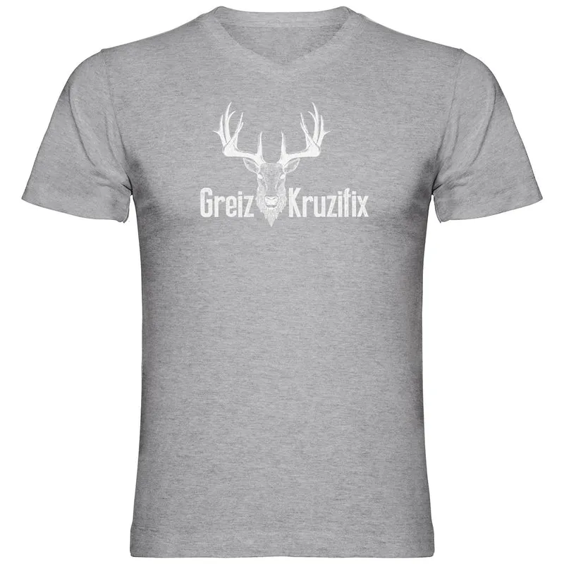Greiz Kruzifix Herren Tshirt V-Ausschnitt