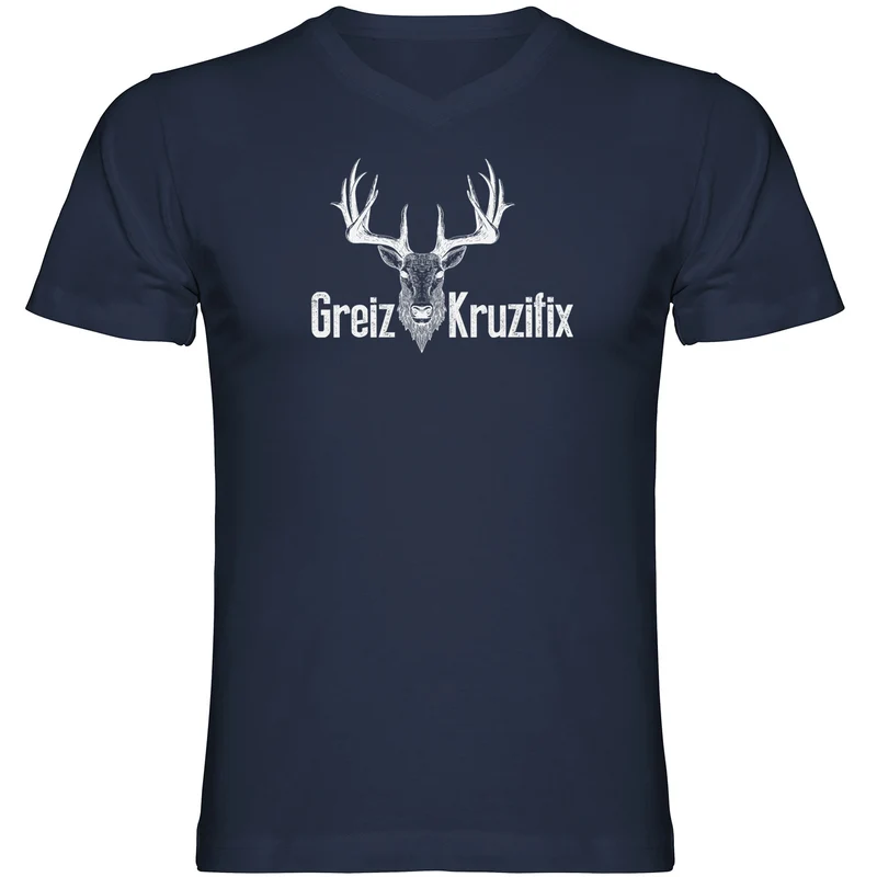 Greiz Kruzifix Herren Tshirt V-Ausschnitt