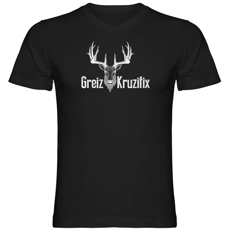 Greiz Kruzifix Herren Tshirt V-Ausschnitt