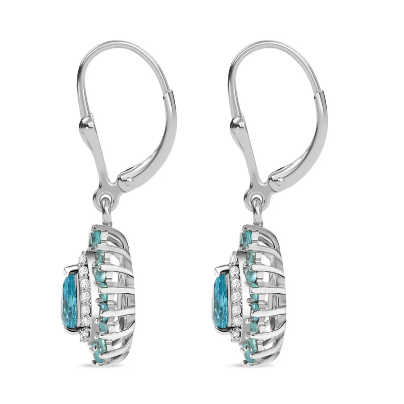 D'Joy AA Betroka Blauer Apatit Ohrringe 925 Silber rhodiniert ca. 2.04 ct