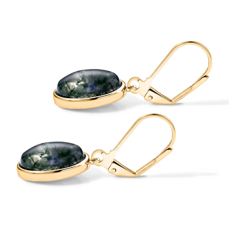 Moosachat Ohrringe Nickelfreies Messing ca. 17.00 ct