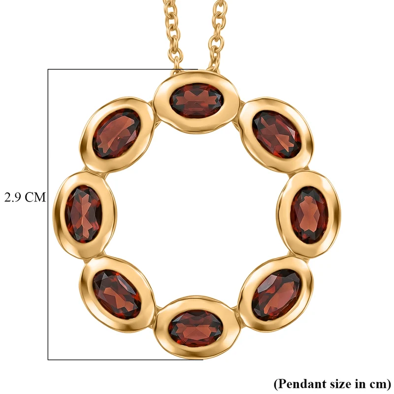 EVER TRUE Roter Granat Anhänger mit Kette, ca. 50 cm ca. 3.68 ct