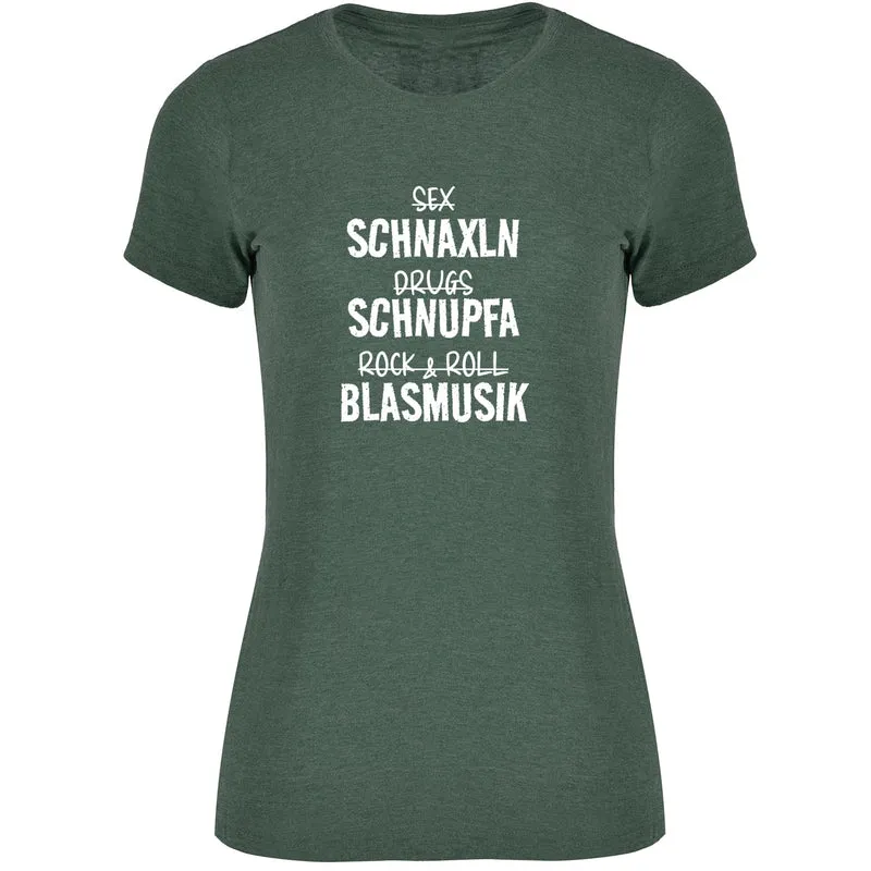 Schnaxln Schnupfa Blasmusik Damen Tshirt
