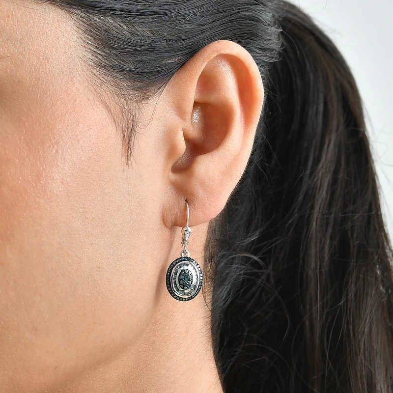 D'Joy Blauer Diamant Ohrringe 925 Silber Rhodiniert ca. 1,00 ct.