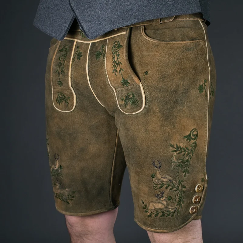 Datschi Trachten Lederhose Simmerl Braun Grün