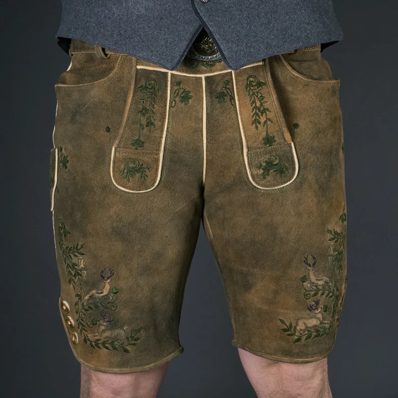 Datschi Trachten Lederhose Simmerl Braun Grün