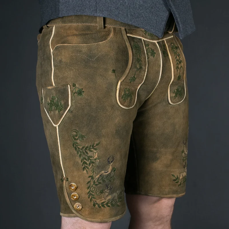 Datschi Trachten Lederhose Simmerl Braun Grün