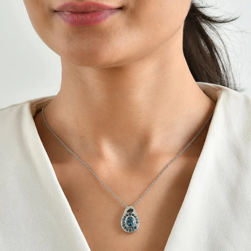 EVER TRUE AA London Blau Topas Anhänger mit Kette, ca. 50 cm ca. 2.05 ct