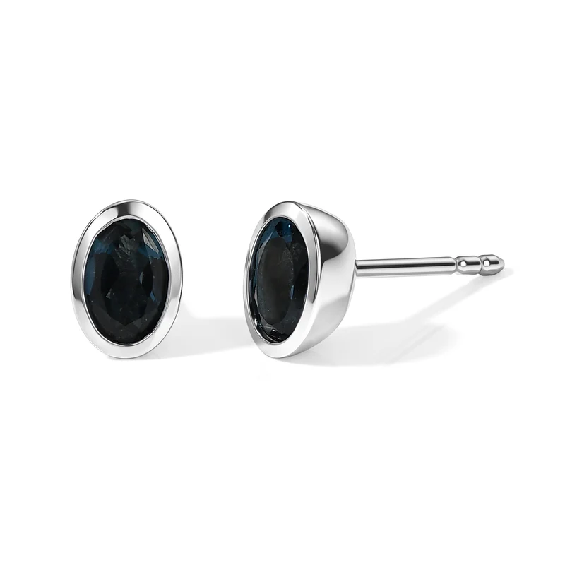 D'Joy AA London Blau Topas Ohrringe 925 Silber Gold ca. 0.99 ct