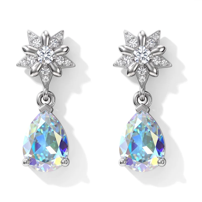 D'Joy Merkur mystischer Topas, Weißer Zirkon Ohrringe 925 Silber Rhodiniert ca. 1.78 ct