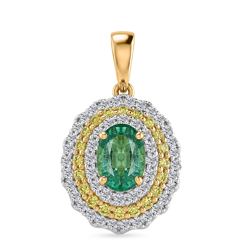 LUXURIANT DIAMOND - AAA Kagem Sambischer Smaragd, Lab Grown Gelb Diamant Schmuckset (8-13 Werktage Lieferzeit) ca. 50 cm ca. 1,50 ct.