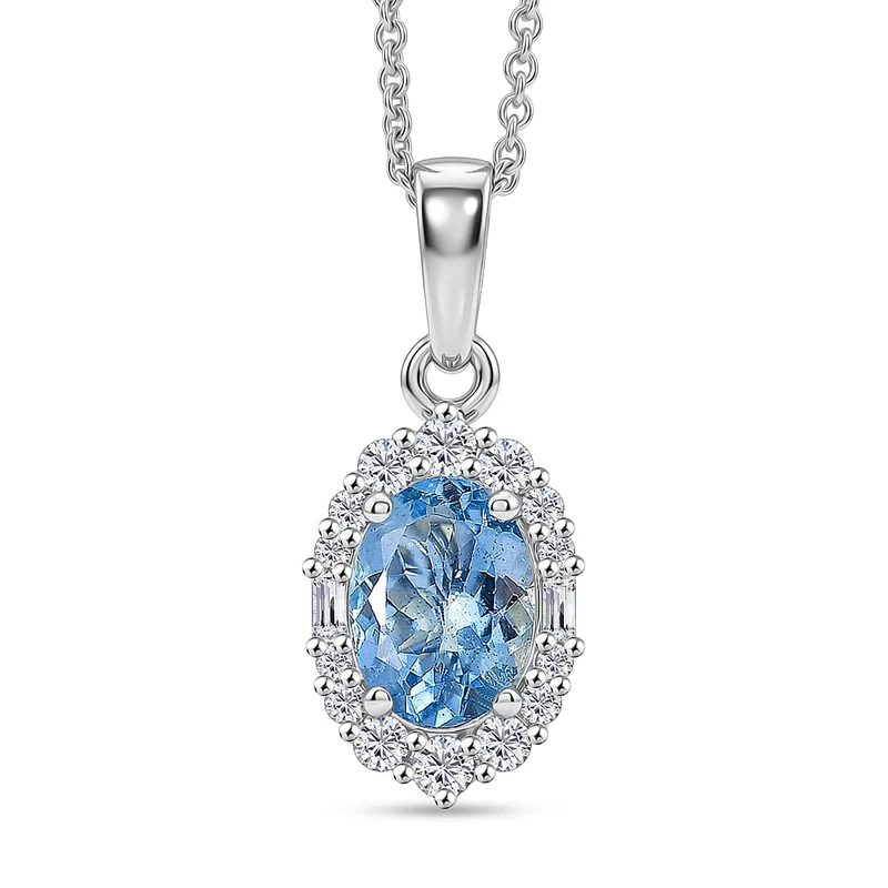 LUXORO AAA Santamaria Aquamarin, Weißer Diamant Schmuckset ca. 50 cm ca. 1,30 ct. (8-13 Werktage Lieferzeit)