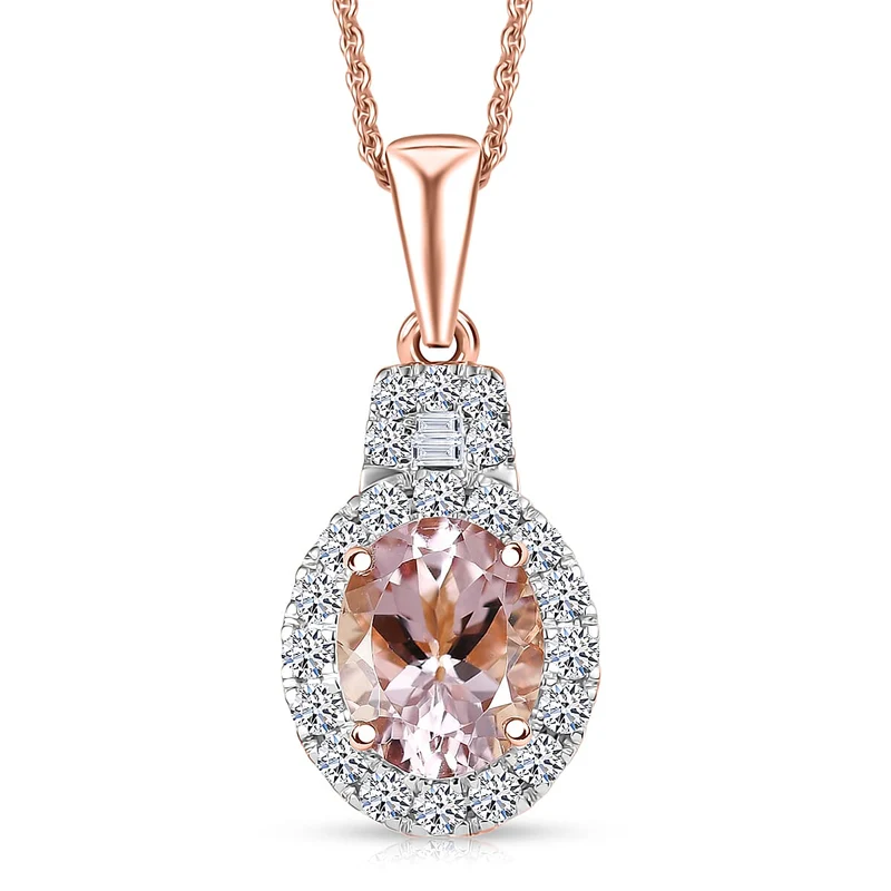 LUXURIANT DIAMOND - AAA Rosa Morganit, Lab Grown Diamant Schmuckset (8-13 Werktage Lieferzeit) ca. 50 cm ca. 3,24 ct.
