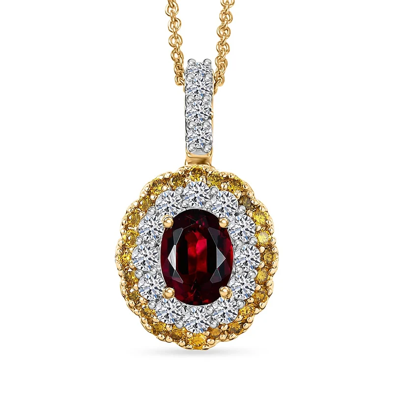 LUXURIANT DIAMOND - AAA Rubellit, Lab Grown Diamant Schmuckset ca. 50 cm ca. 2,32 ct. (7-12 Werktage Lieferzeit)