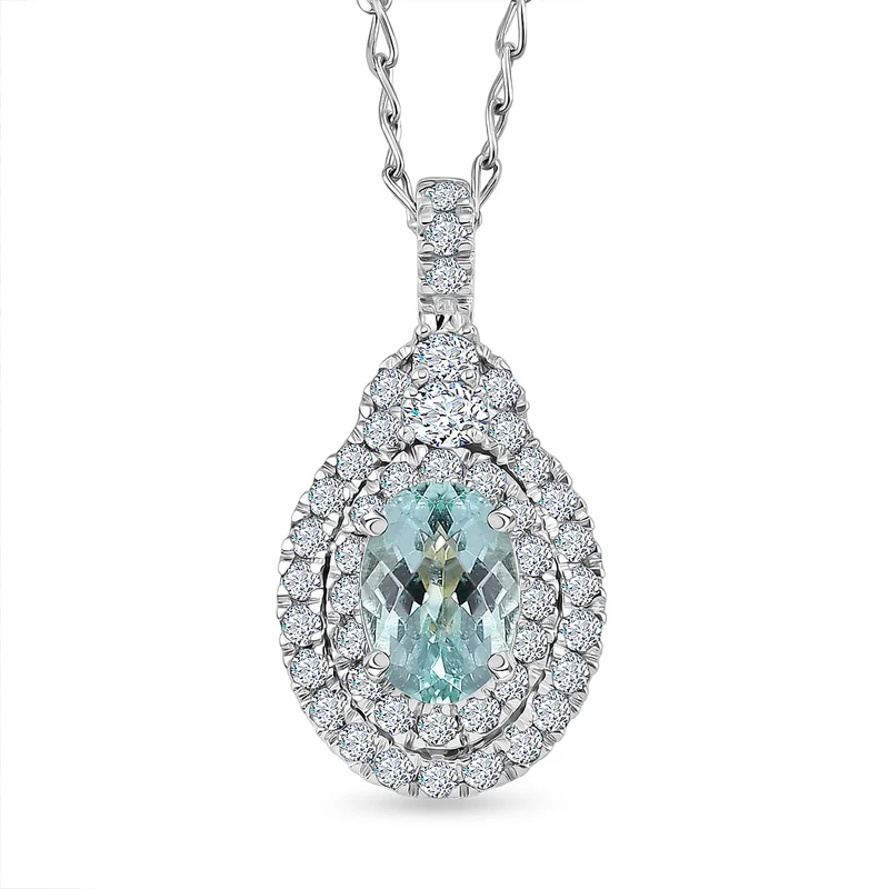 Rhapsody AAAA Paraiba Turmalin, Weißer Diamant Schmuckset (8-13 Werktage Lieferzeit) ca. 50 cm ca. 1,44 ct.