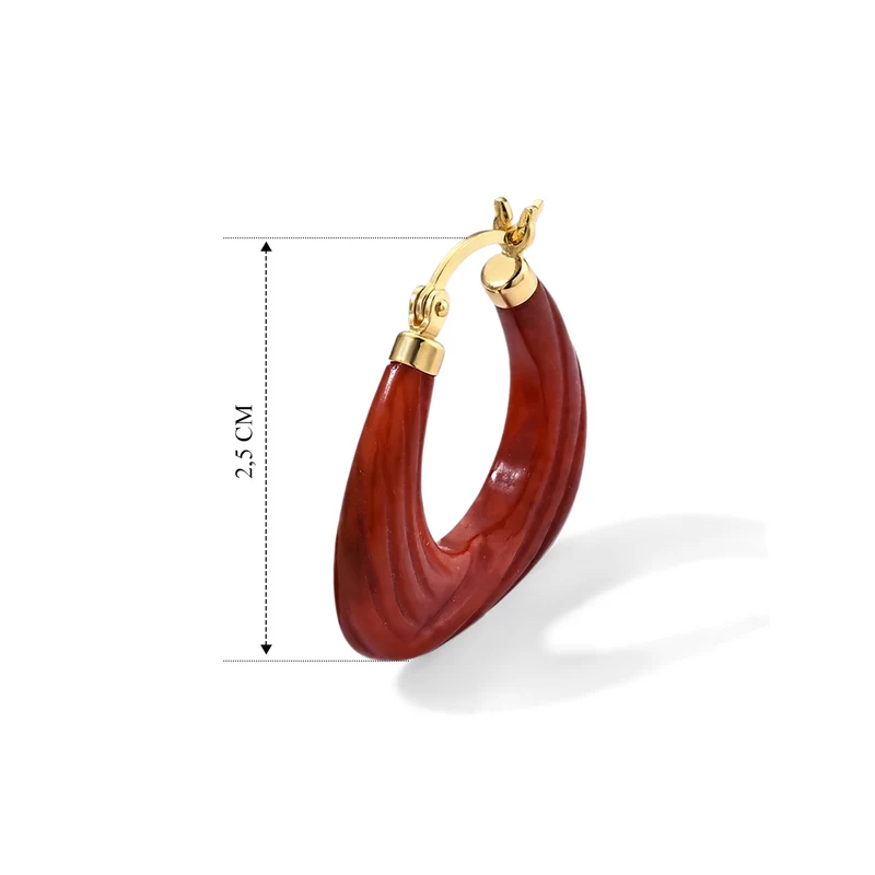 D'Joy Rote Jade Ohrringe 925 Silber Vergoldet ca. 18.00 ct