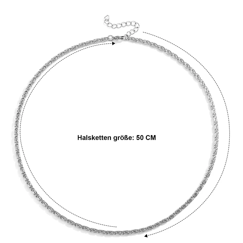 2er Set - 316L Edelstahl Fancy Ketten Set ca. 22,30g, Silberfarben