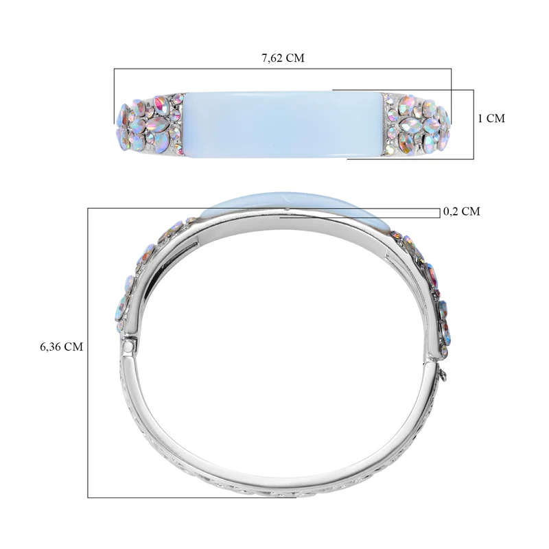 Opalit, Weißer Kristall Armreif ca. 19 cm Reine Legierung 20.02 ct
