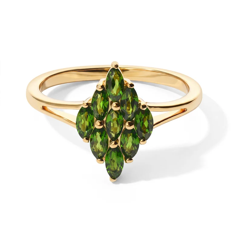 EVER TRUE 2er Set - Natürlicher Chromdiopsid Anhänger mit Kette und Ring, ca. 50 cm (Größe 20.00) ca. 1.71 ct