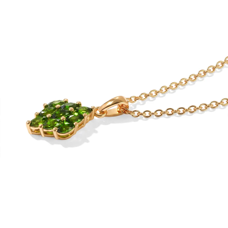 EVER TRUE 2er Set - Natürlicher Chromdiopsid Anhänger mit Kette und Ring, ca. 50 cm (Größe 20.00) ca. 1.71 ct