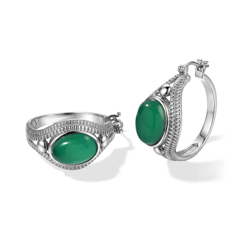 EVER TRUE Verde Onyx Ohrringe 316L Edelstahl ca. 10.70 ct