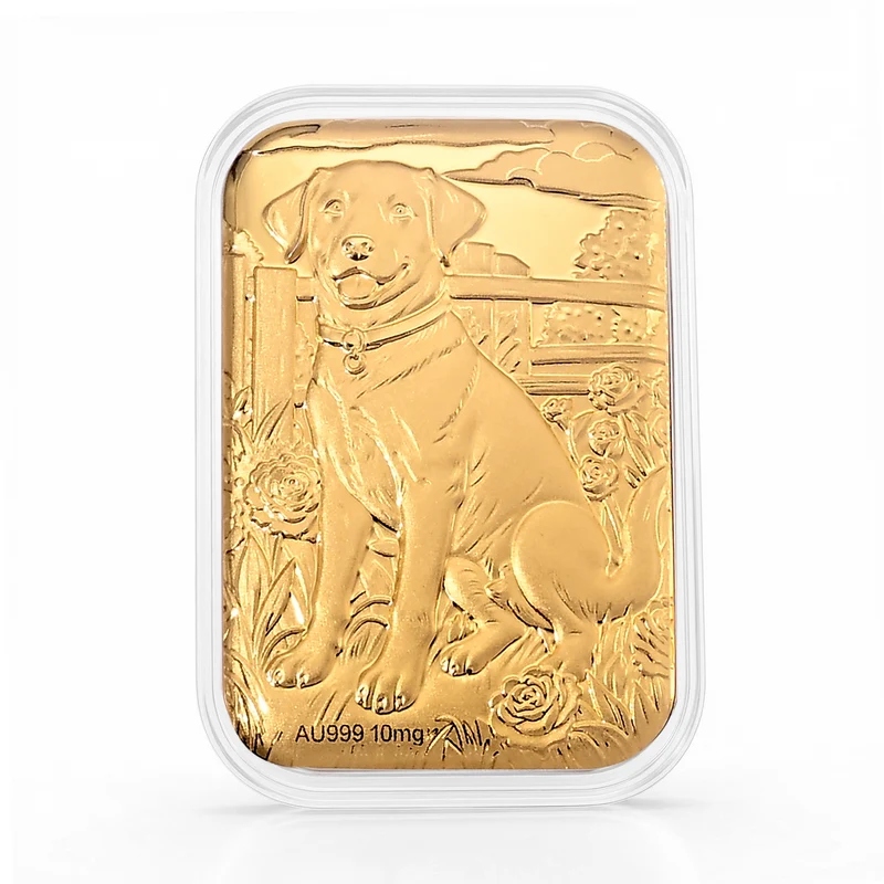 999er Goldfolie mit Bulldoggenmotiv, 10mg, 4,5x3,1cm