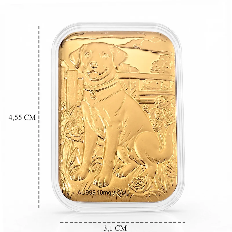 999er Goldfolie mit Bulldoggenmotiv, 10mg, 4,5x3,1cm