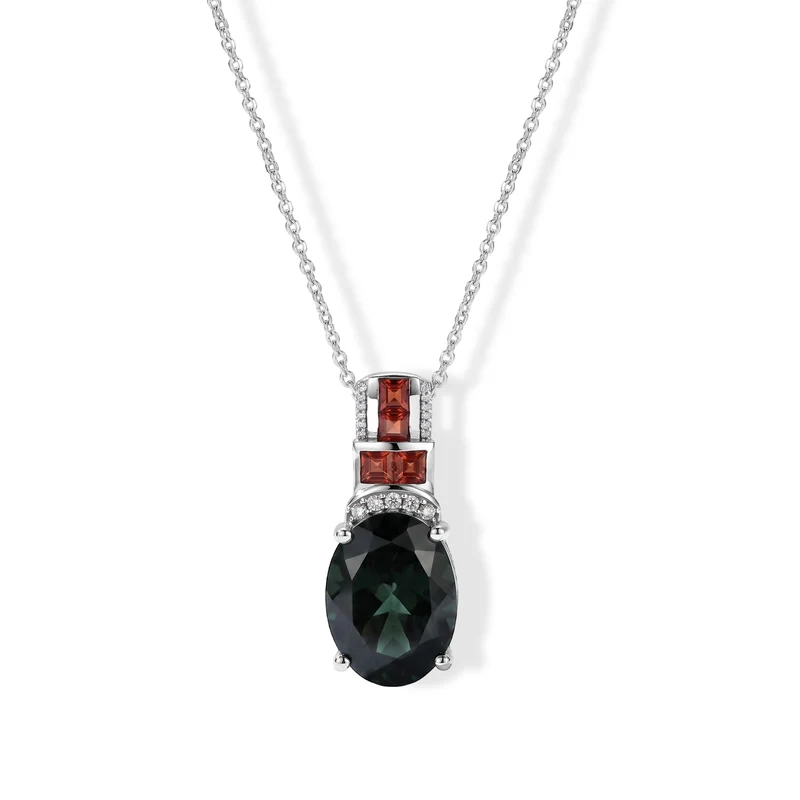 D'Joy Alexandrit Quarz Triplette, Roter Granat Schmuckset ca. 50 cm 925 Silber Rhodiniert ca. 10,60 ct.