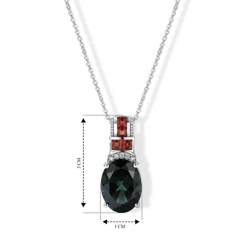 D'Joy Alexandrit Quarz Triplette, Roter Granat Schmuckset ca. 50 cm 925 Silber Rhodiniert ca. 10,60 ct.