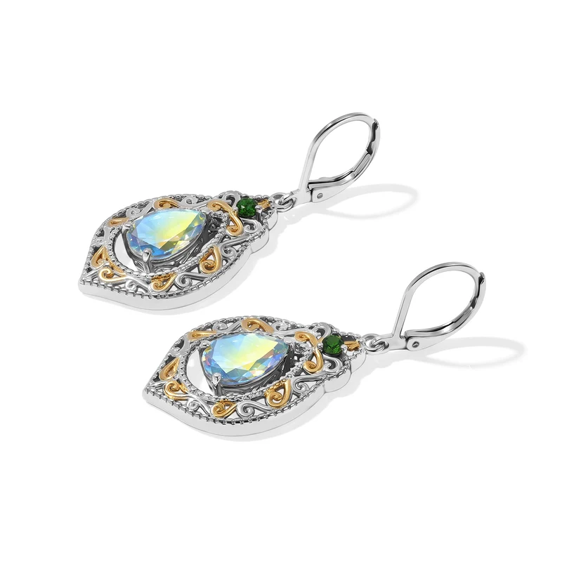 EVER TRUE Merkur mystischer Topas, Natürlicher Chromdiopsid Ohrringe Reine Bronze Platiniert und vergoldet ca. 4,58 ct.